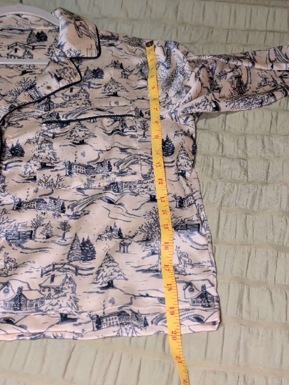 Abercrombie & Fitch Blue and Cream Toile Sleep Shirt Pajama Set - Picture 9 of 16